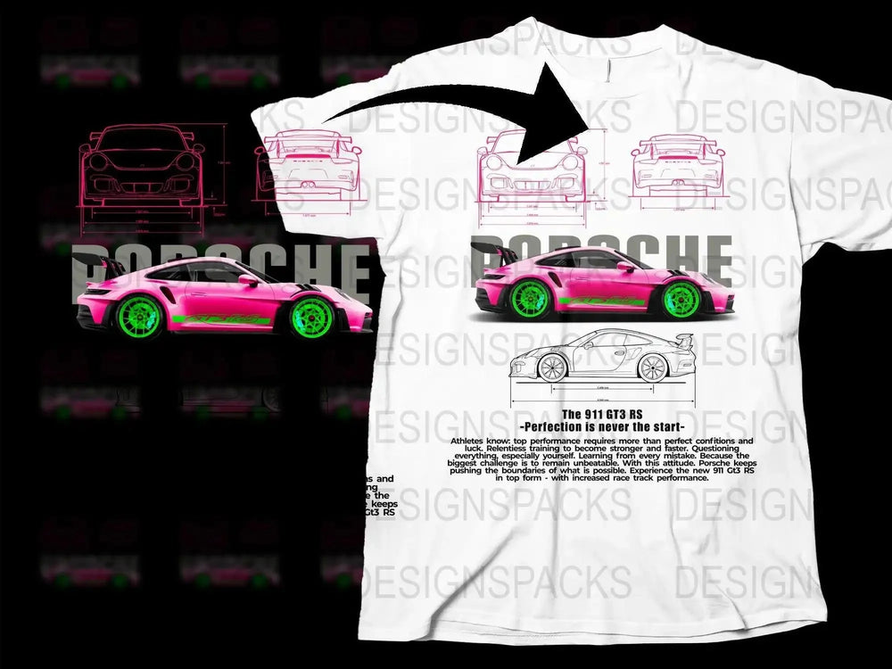 Blueprint The 911 GT3 RS High Performance Sports Car Png Digital Download