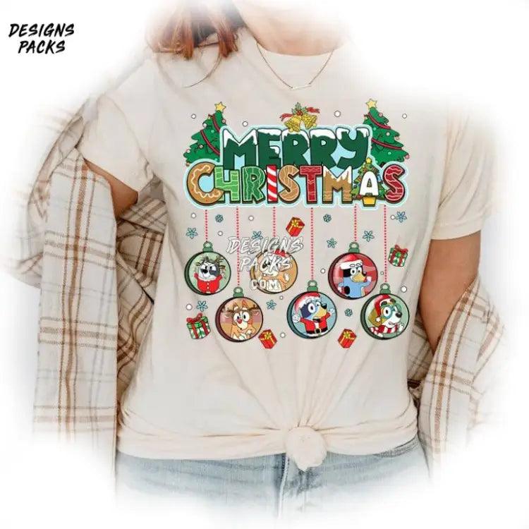 Bluey And Bingo Christmas Matching Family Ball Png Design