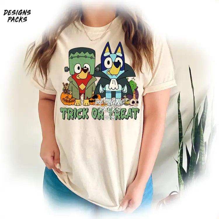 Bluey And Friends Halloween Spooky Season Trick Or Treat Png Design