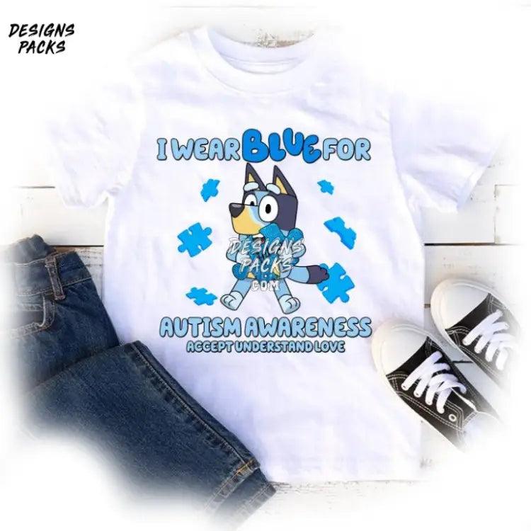 Bluey Bingo Autism I Wear Blue For Awareness Png Design
