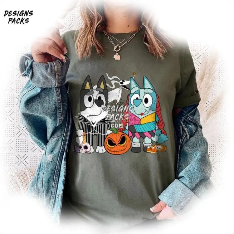 Bluey Bingo Halloween Jack And Sally Print Design Nightmare Before Christmas Png