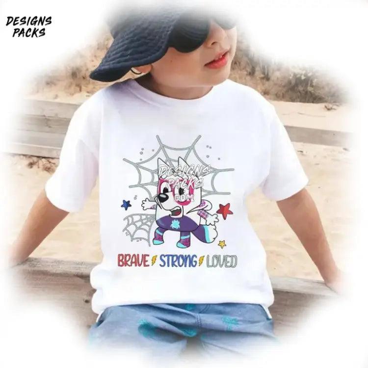 Bluey Brave Strong Loved Kids Ghost Spider Png Design