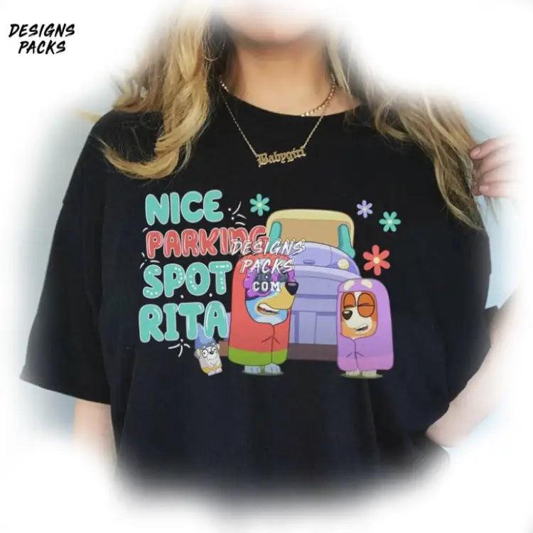 Bluey Cute Shirrt Nice Parking Spot Rita Png Design