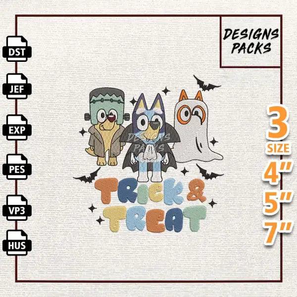 Bluey Dog Trick Or Treat Embroidery Design