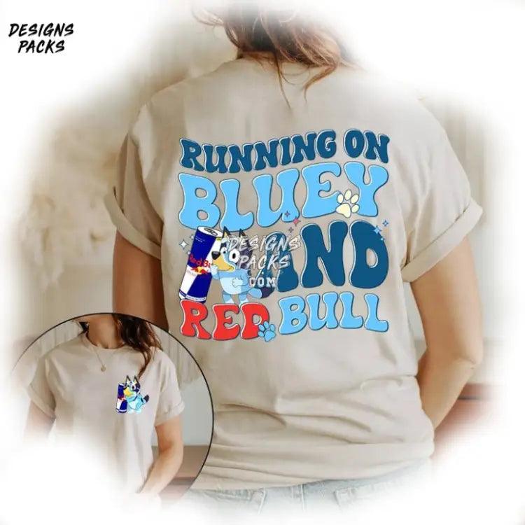 Bluey Energy Drink Mum Running On And Red Bull Png Design