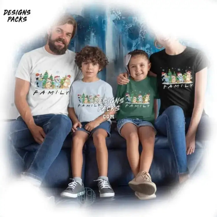 Bluey Family Christmas And Bingo Merry Png Design