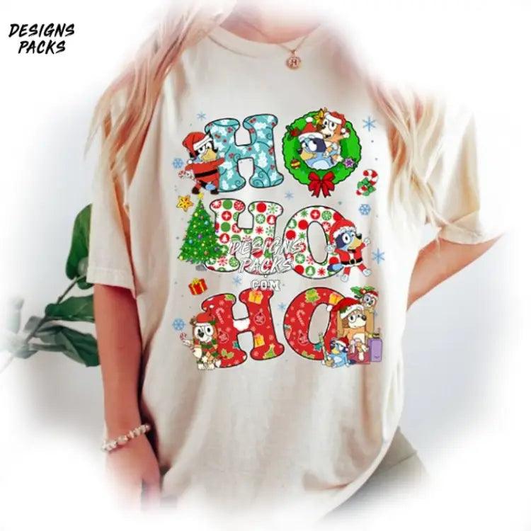 Bluey Family Christmas Kids Toddler And Bingo Merry Png Design