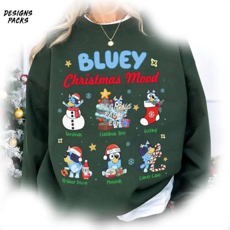 Bluey Family Christmas Party Mood Png Design