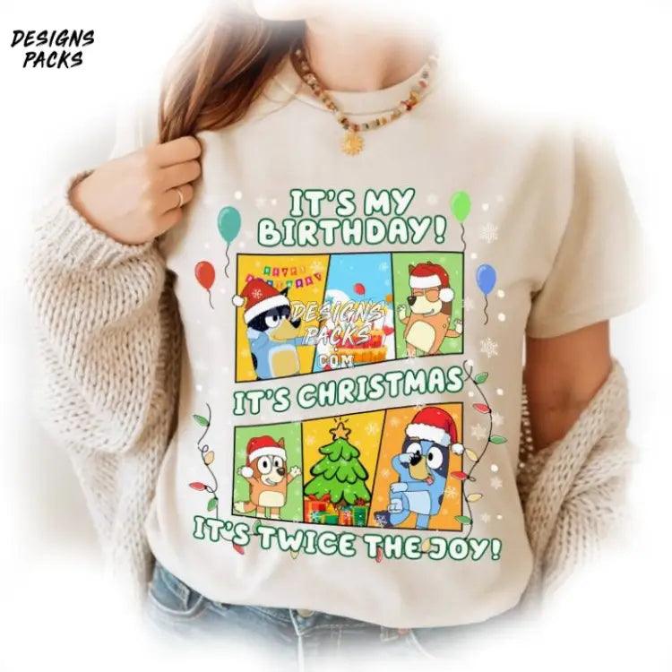 Bluey Family Christmas Party Png Design
