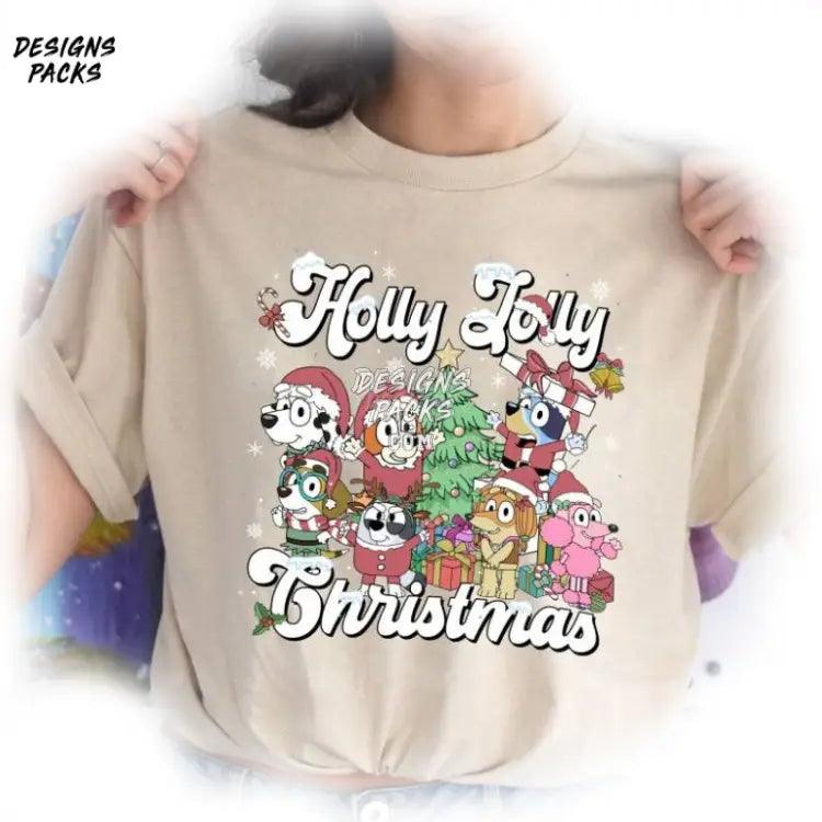 Bluey Family Merry Christmas And Friends Xmas Party Holly Jolly Png Design