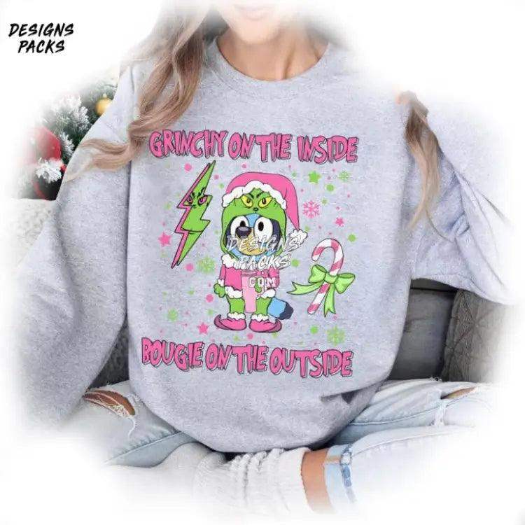 Bluey Grinch Christmas Kids Toddler Blue Dog Grinchmas Png Design
