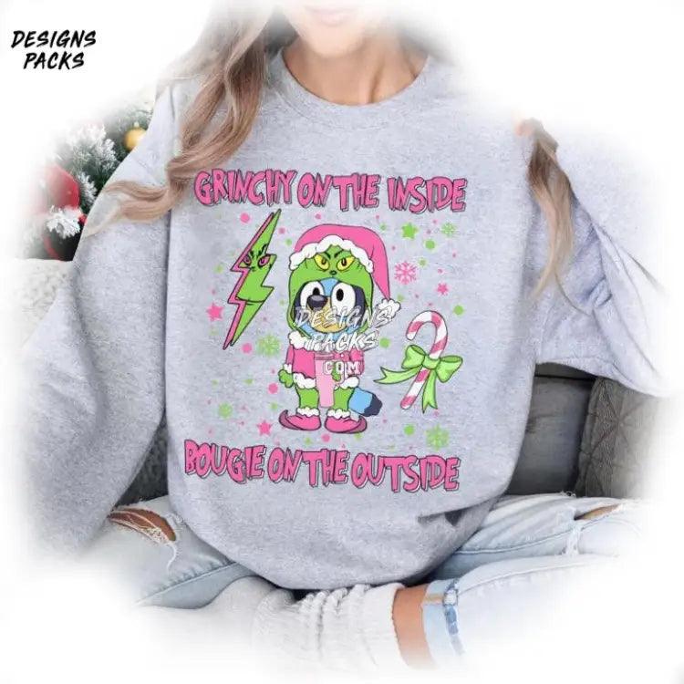 Bluey Grinch Christmas Kids Toddler Blue Dog Grinchmas Png Design
