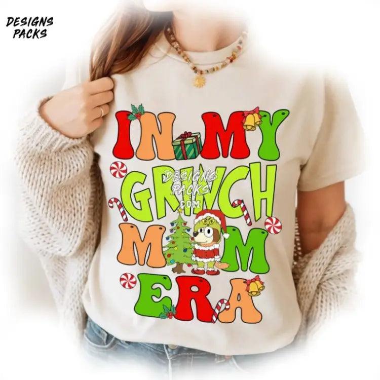 Bluey Grinchmas Christmas Kids Toddler In My Grinch Mom Era Png Design