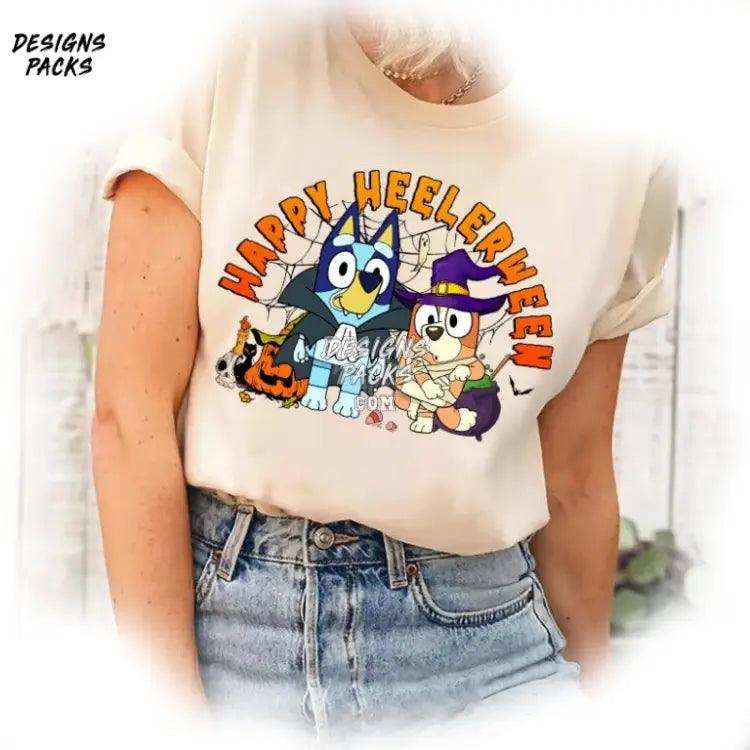 Bluey Halloween Bandit Heeler And Bingo Png Design