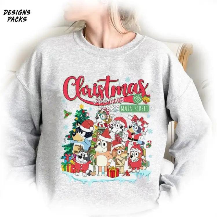 Bluey Heeler Family Pine Tree Merryxmas Season Christmas On Main Street Png Design