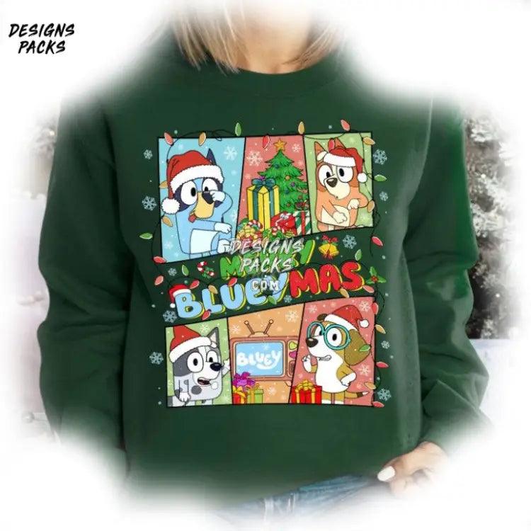 Bluey Holiday Friends Bingo Merry Christmas Png Design