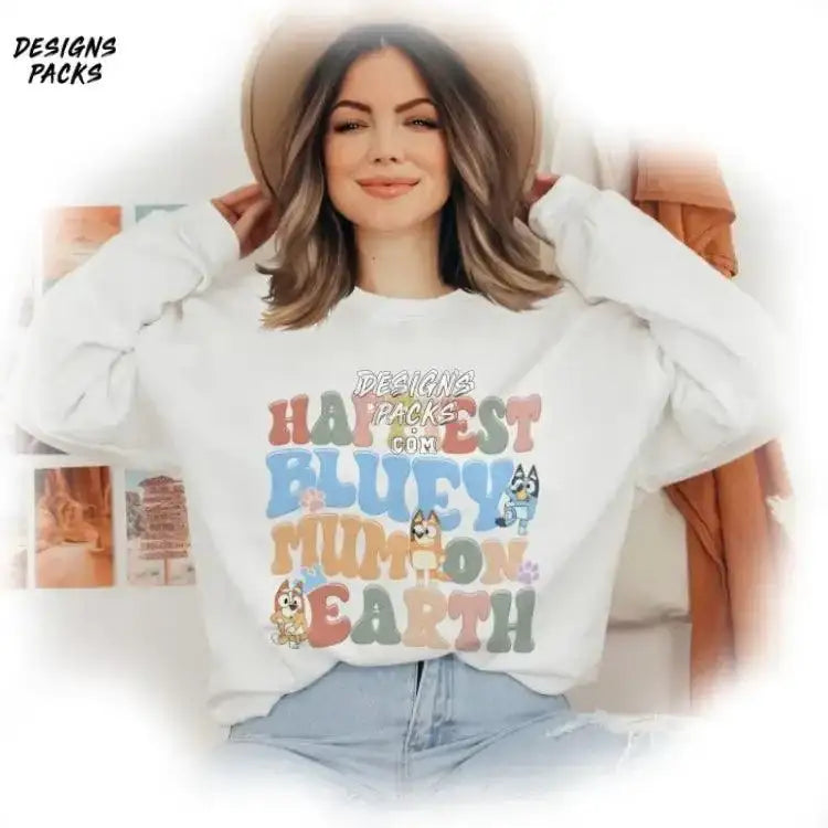 Bluey Mama Family Happiest Mum On Earth Png Design