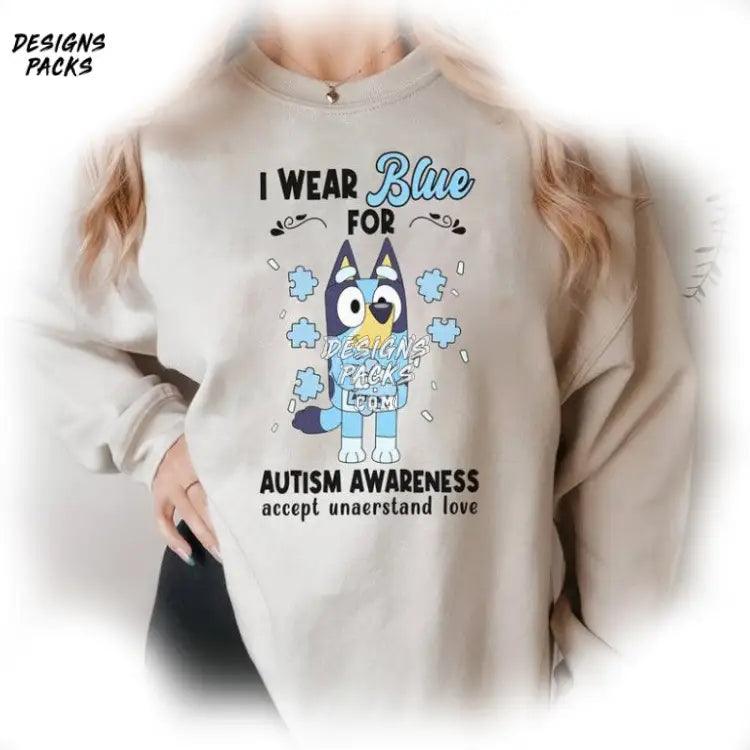 Bluey Mom Autism Kids I Wear Blue For Awareness Png Design