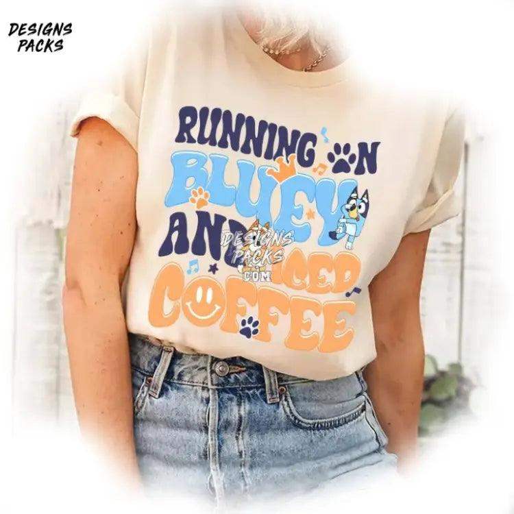 Bluey Mom Running On And Iced Coffee Png Design