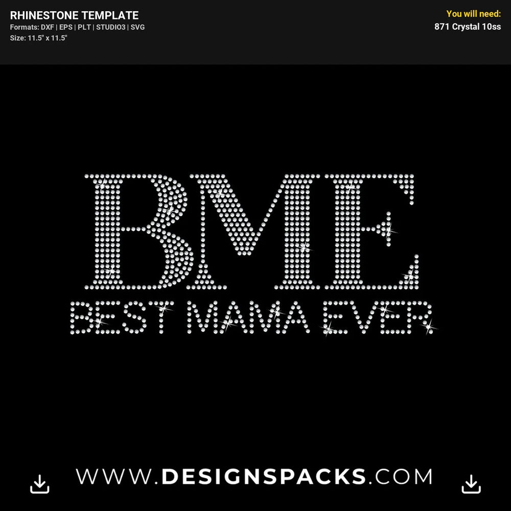 Bme Best Mama Ever Rhinestone Digital Template
