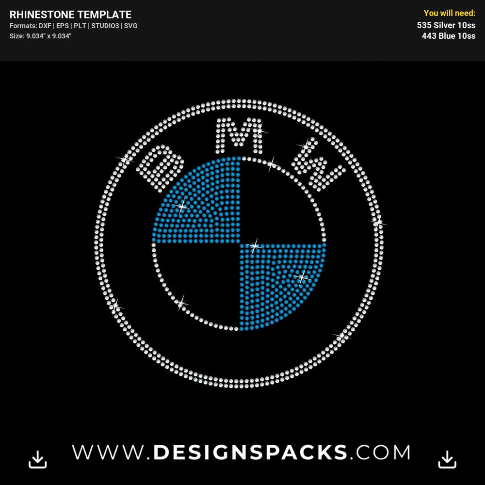 BMW Luxury New Car Logo Emblem Rhinestone Digital Template