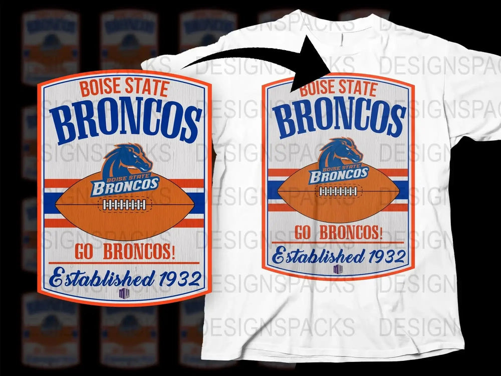 Boise State Broncos T-Shirt, Vintage College Football Tee, Established 1932, Fan Apparel