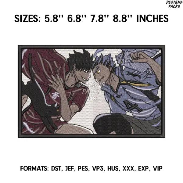 Bokuto vs Akaashi Embroidery design file pes. Haikyuu Anime, Anime Pes Design Brother