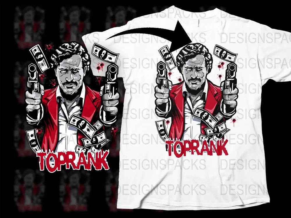 Bold Graphic Design with Guns and Cash Png Digital Download