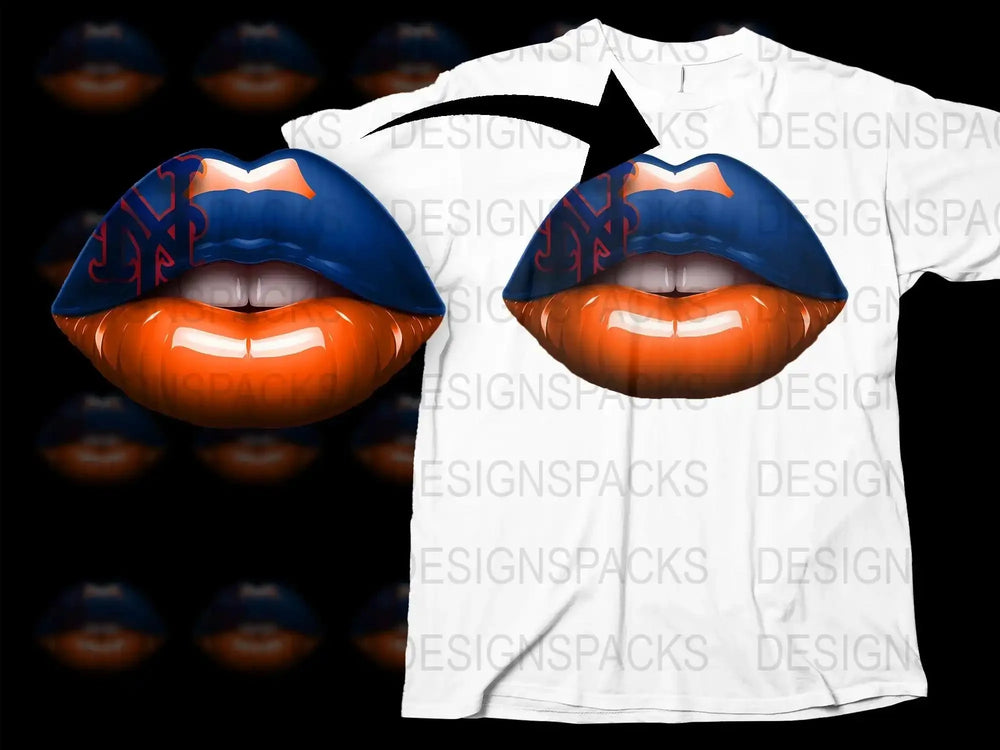 Bold New York Mets Inspired Lip Graphic Png Digital Download