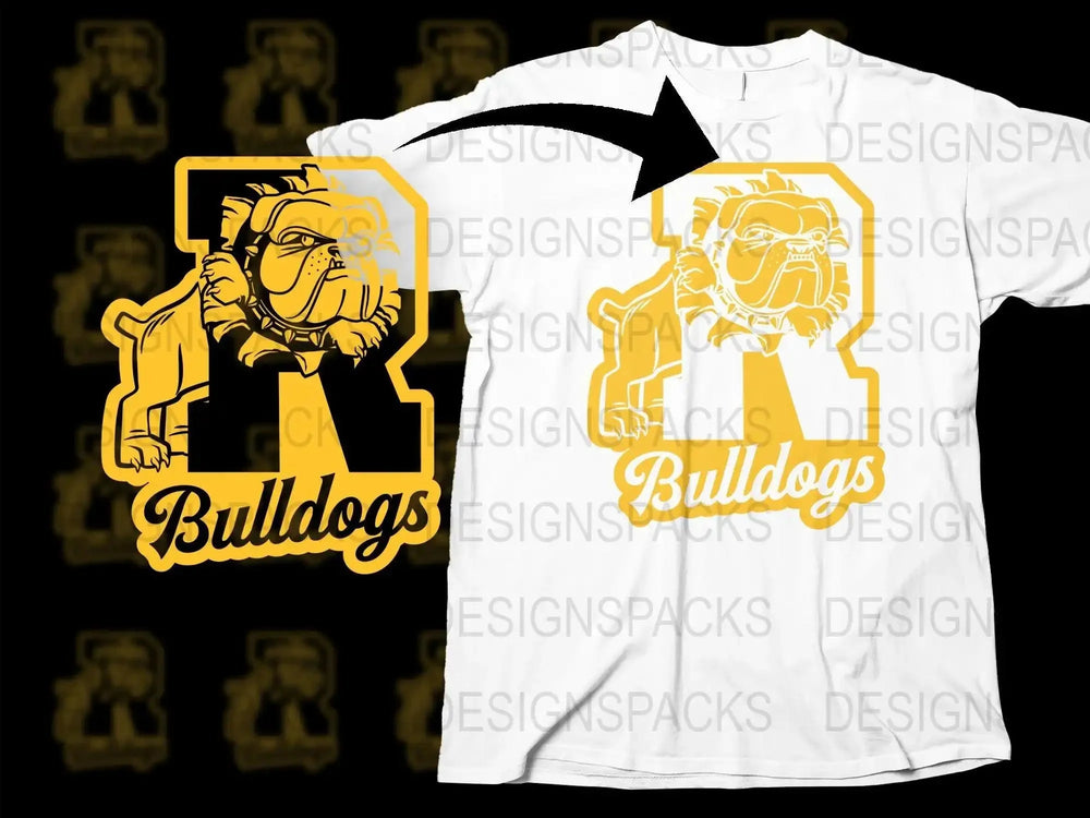Bold Retro Bulldogs Graphic Design Png Digital Download
