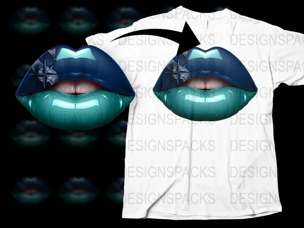 Bold Seattle Mariners Themed Lip Design Png Digital Download