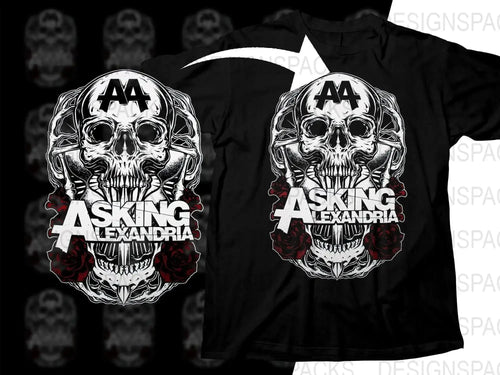 Bold Skull Design Asking Alexandria Logo Rock Music Band Png Halftone Digital Download