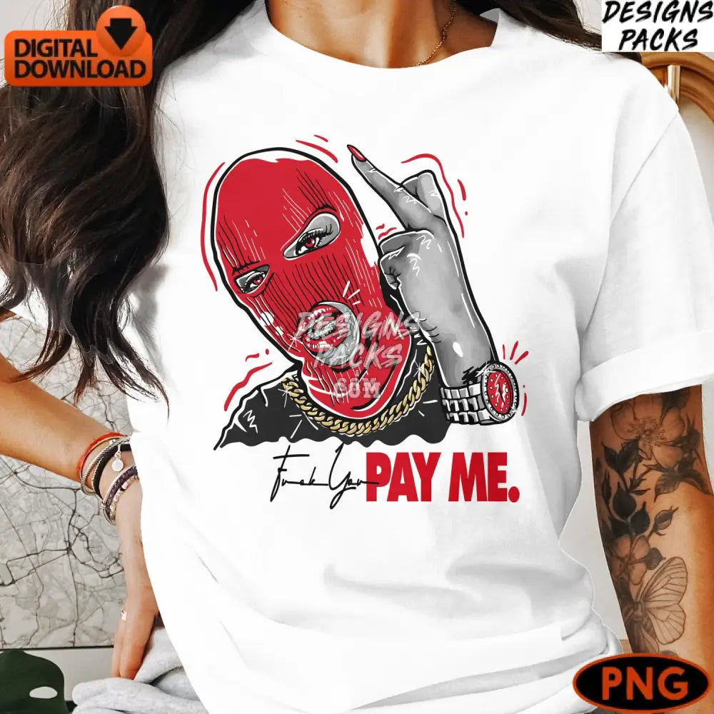 Bold Statement Art Digital Print Red Bandit Character Instant Download Png Modern Pop Culture Edgy