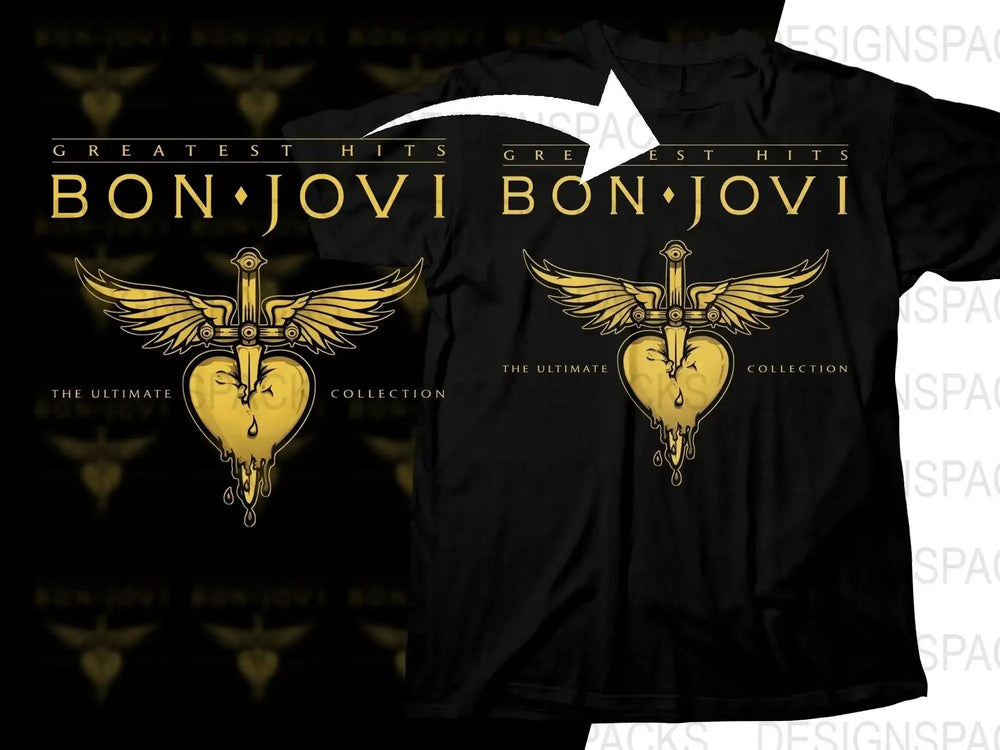 Bon Jovi Greatest Hits Ultimate Collection Album Cover Png Halftone Digital Download