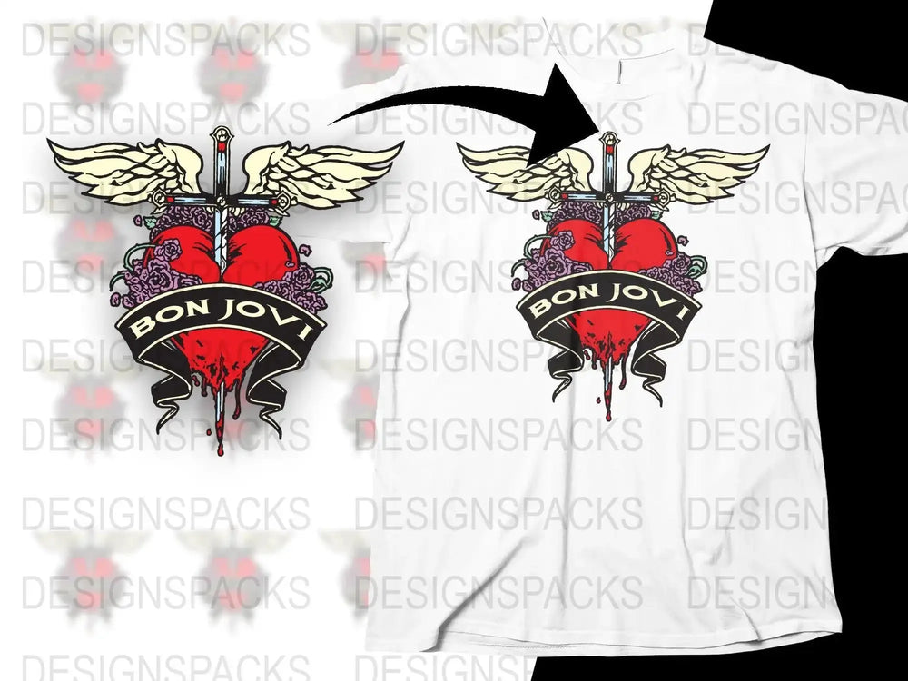 Bon Jovi Iconic Heart And Wing Design Emblem Png Design Digital Download