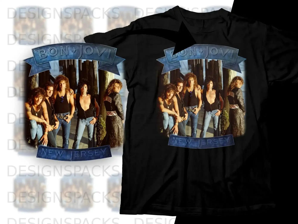 Bon Jovi "New Jersey" band photo t-shirt graphic.