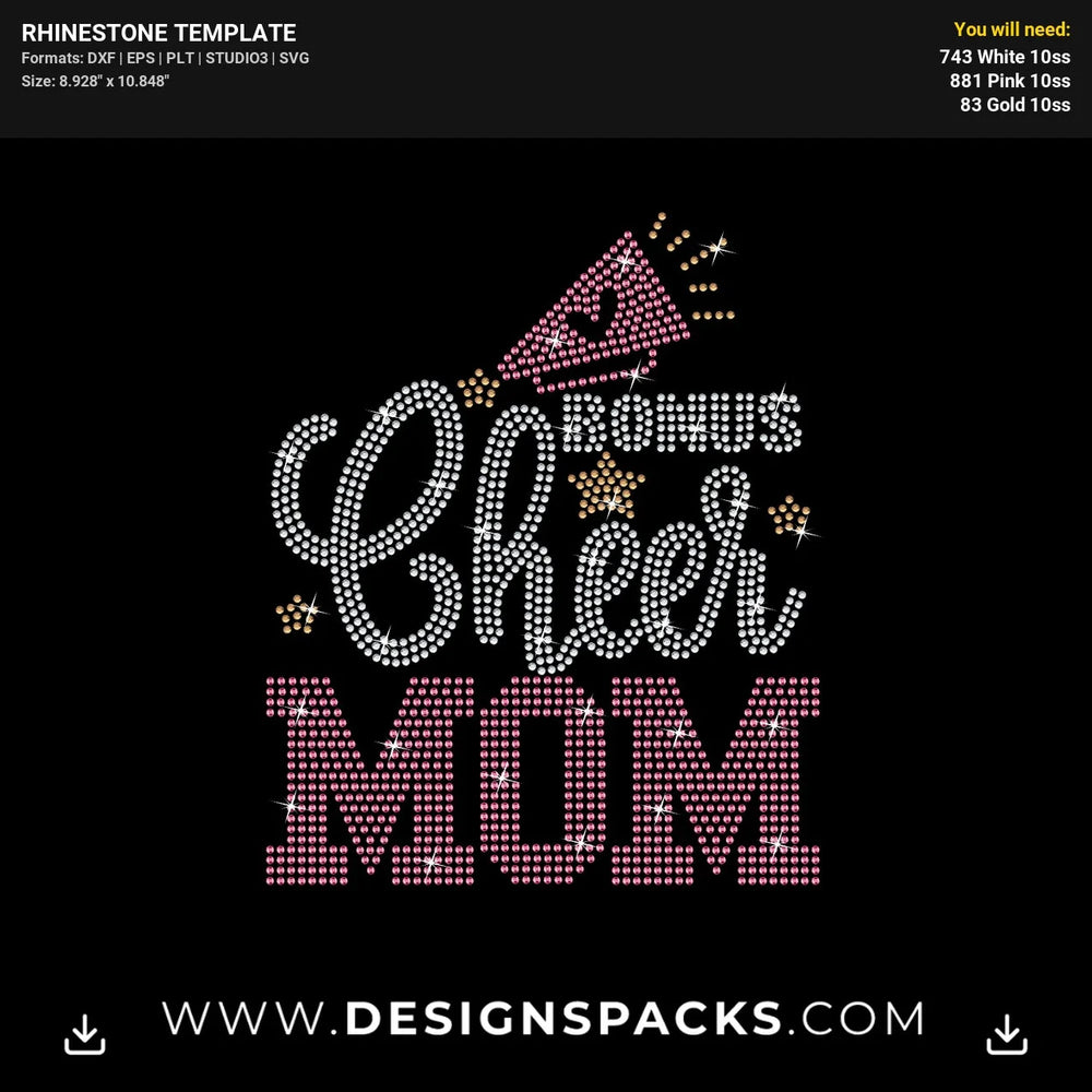 Bonus Cheer Mom Rhinestone Digital Template