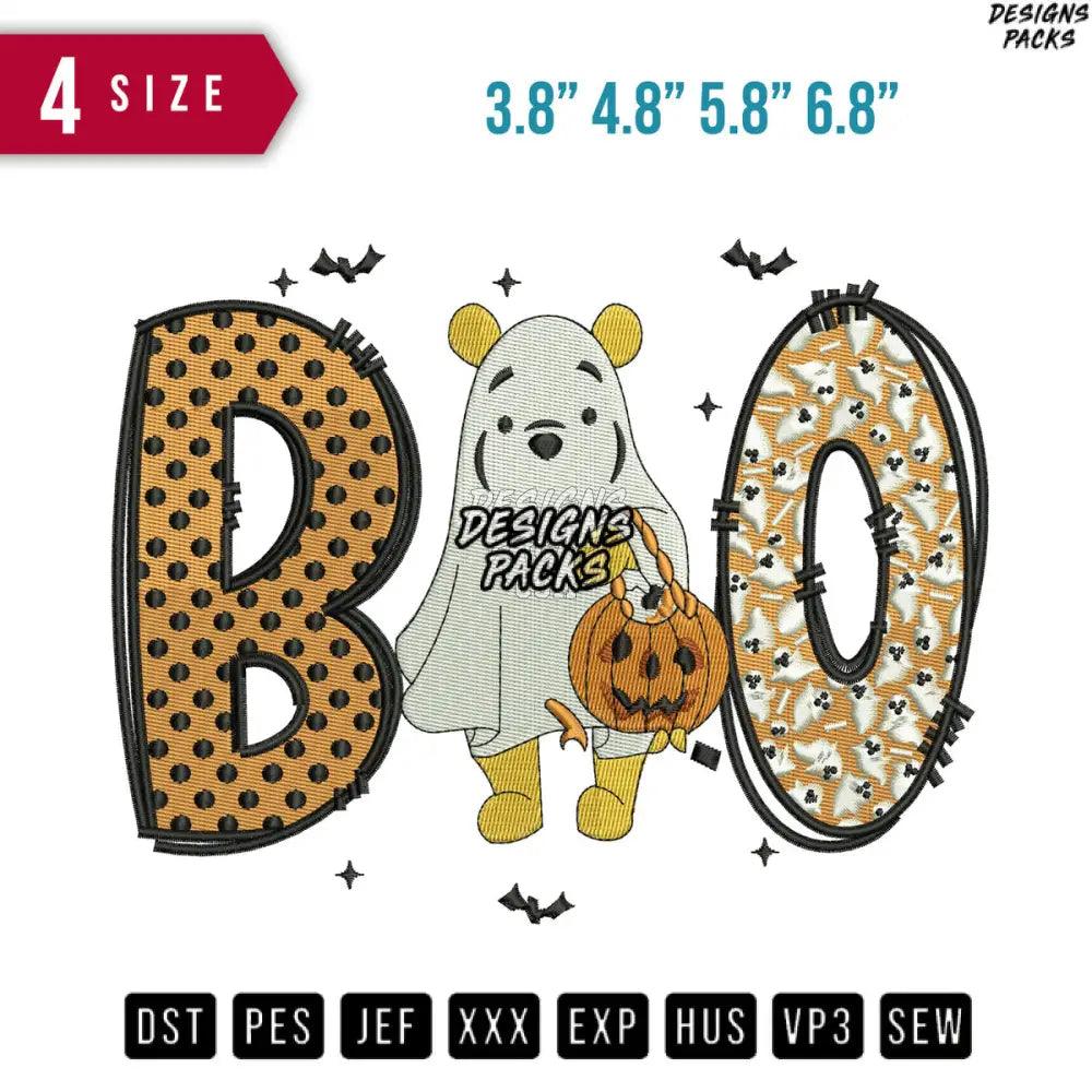 BOO Pooh Halloween Embroidery Design