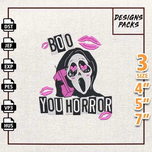 Boo You Horror Embroidery Design