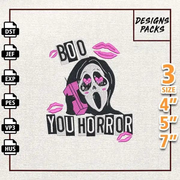 Boo You Horror Embroidery Design