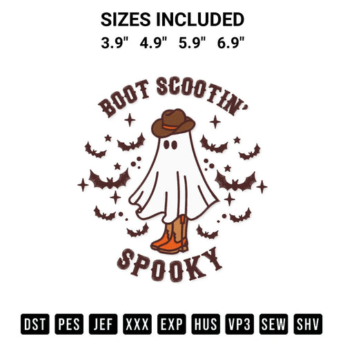 Boot Scootin Spooky Embroidery Design