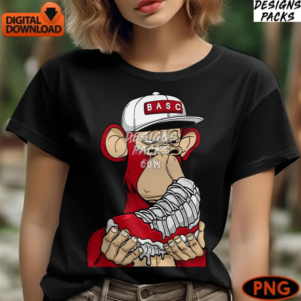 Bored Ape Style Cartoon Monkey Digital Png Streetwear Cap Instant Download