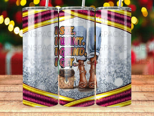 Boss Babe Hustle Glam Tumbler Digital Wrap Design
