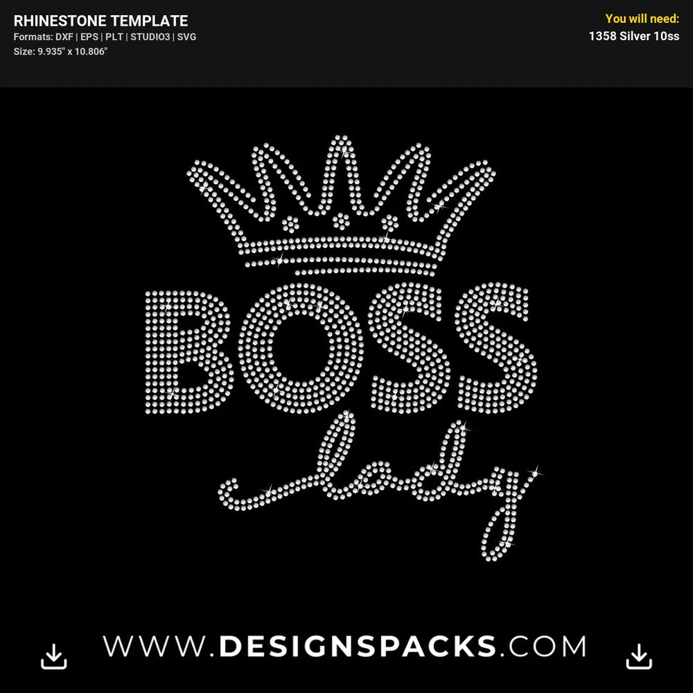 Boss Lady Crown Rhinestone Digital Template