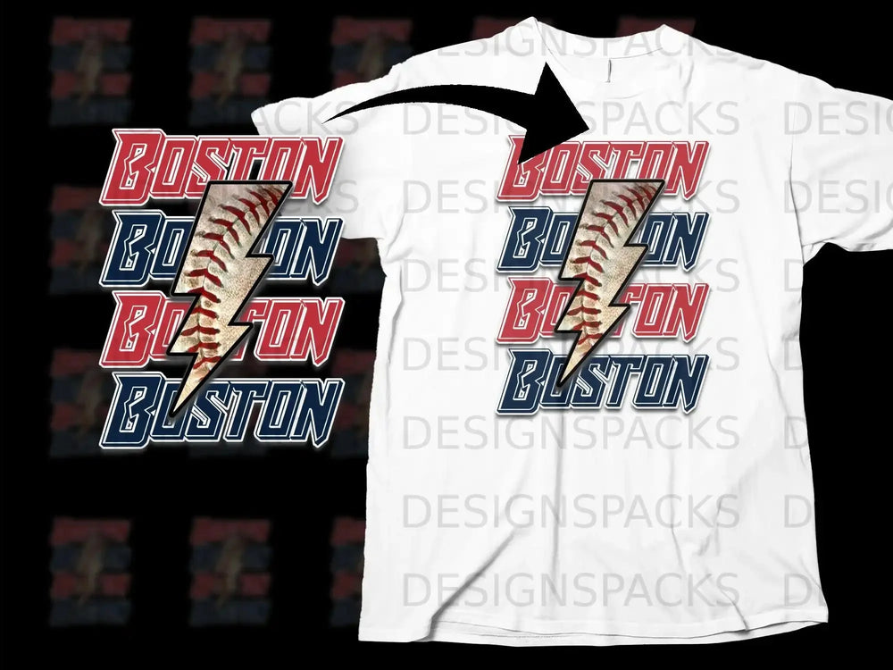 Boston Lightning Baseball Graphic T-Shirt