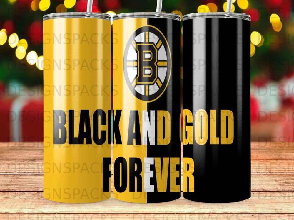 Boston Bruins Black And Gold Forever Tumbler Digital Wrap Design