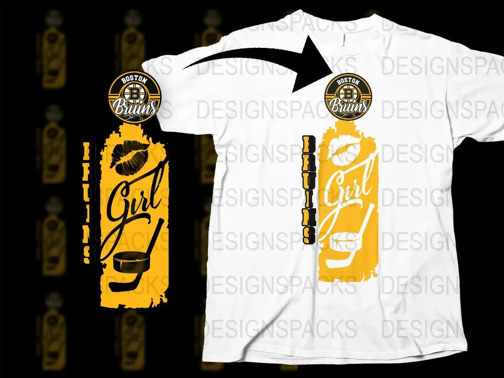 Boston Bruins Girl Inspired Graphic Png Digital Download