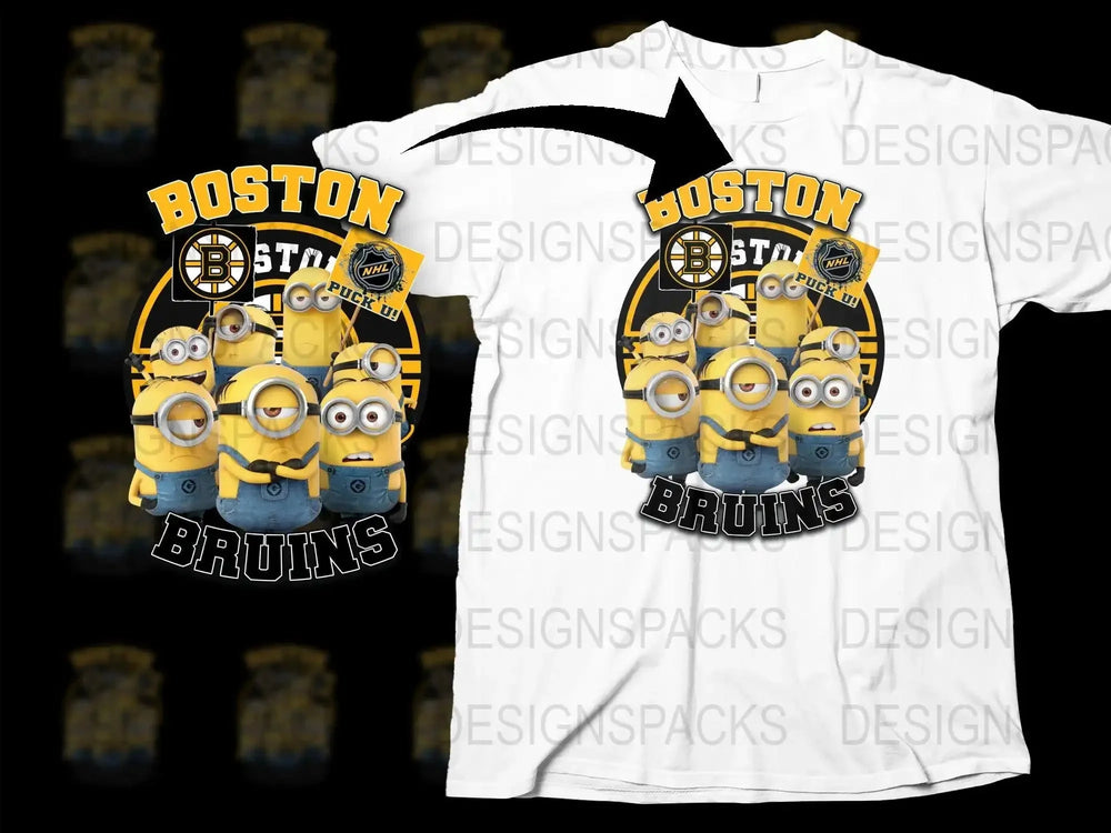 Boston Bruins Minions Graphic Design Png Digital Download