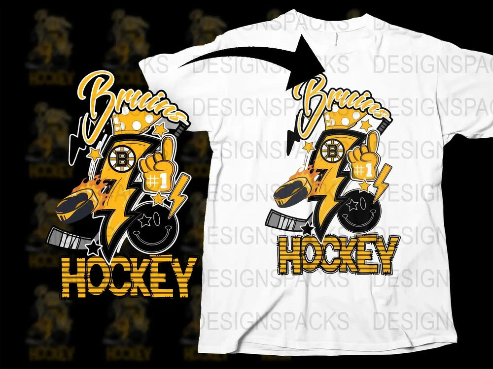 Boston Bruins Themed NHL Design Graphic Png Digital Download