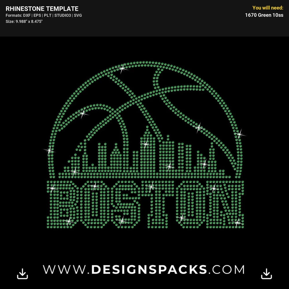 Boston City Basketball Rhinestone Digital Template